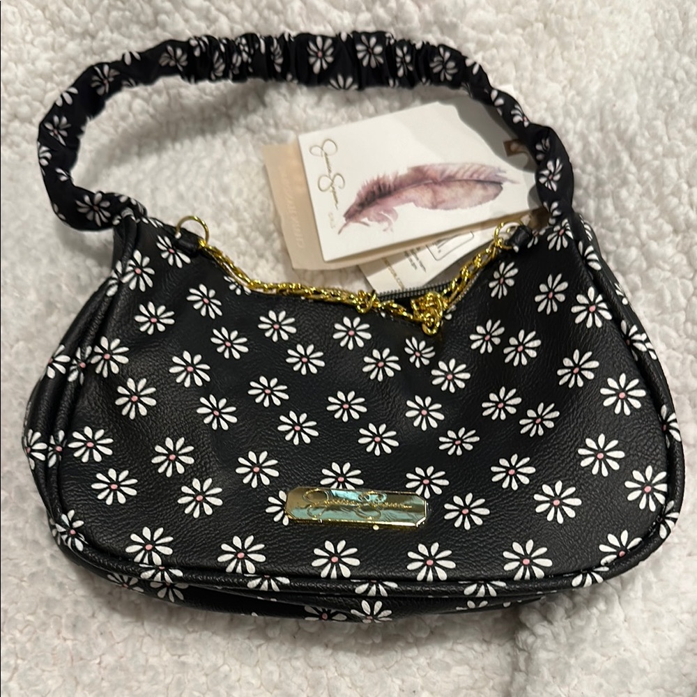 Jessica Simpson Black and White Floral Mini Bag